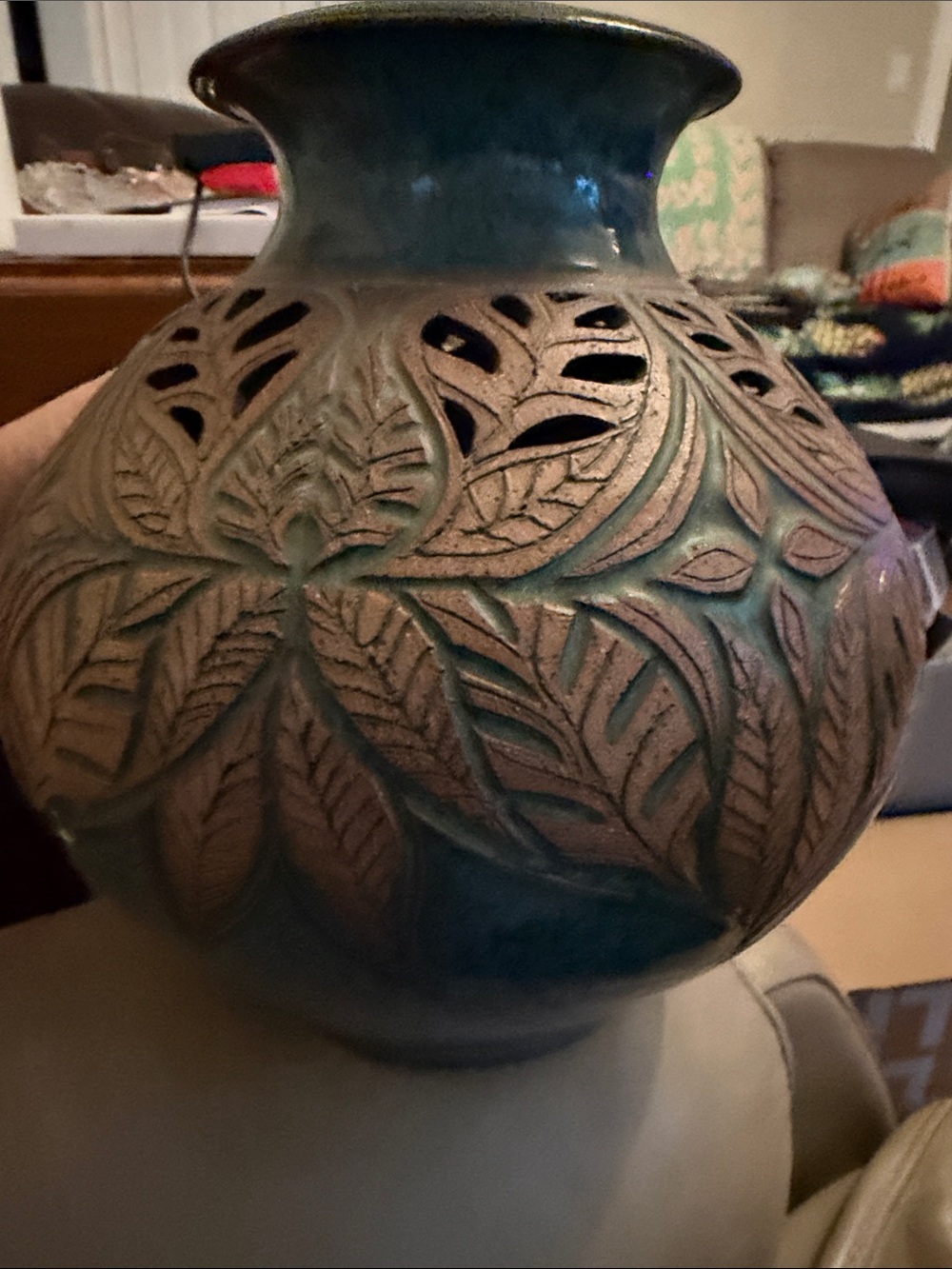 Vintage studio art pottery piece created & signed by artist Susan Brown Freeman.